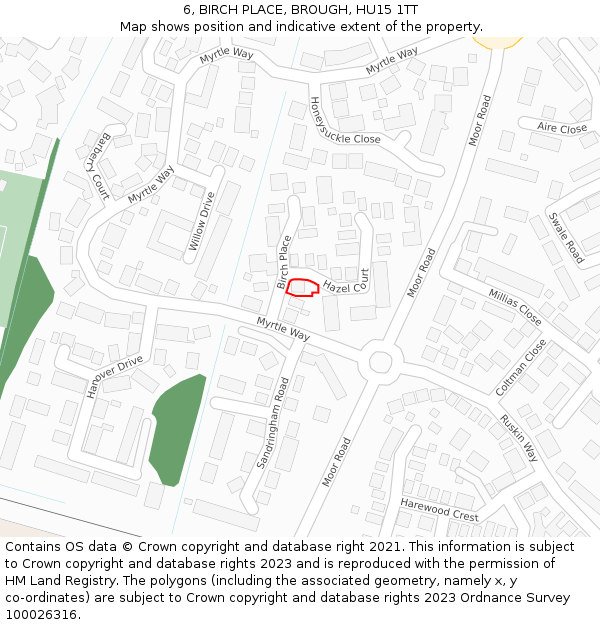 6, BIRCH PLACE, BROUGH, HU15 1TT: Location map and indicative extent of plot