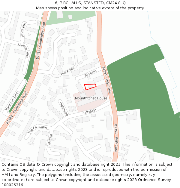 6, BIRCHALLS, STANSTED, CM24 8LQ: Location map and indicative extent of plot