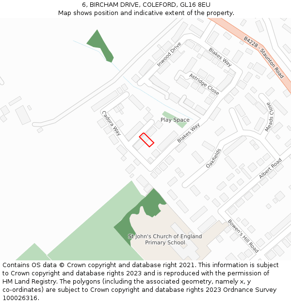 6, BIRCHAM DRIVE, COLEFORD, GL16 8EU: Location map and indicative extent of plot