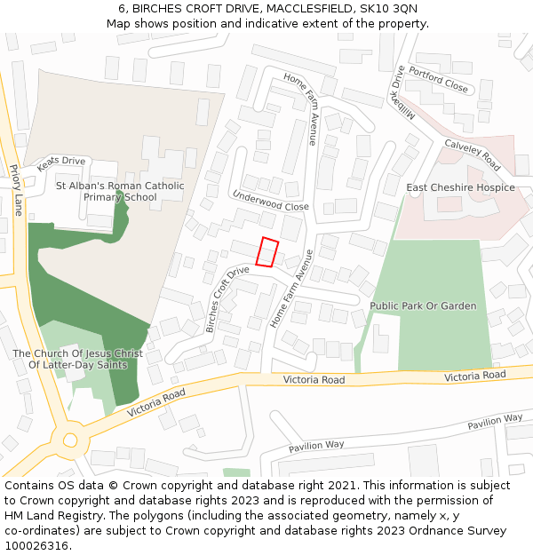 6, BIRCHES CROFT DRIVE, MACCLESFIELD, SK10 3QN: Location map and indicative extent of plot