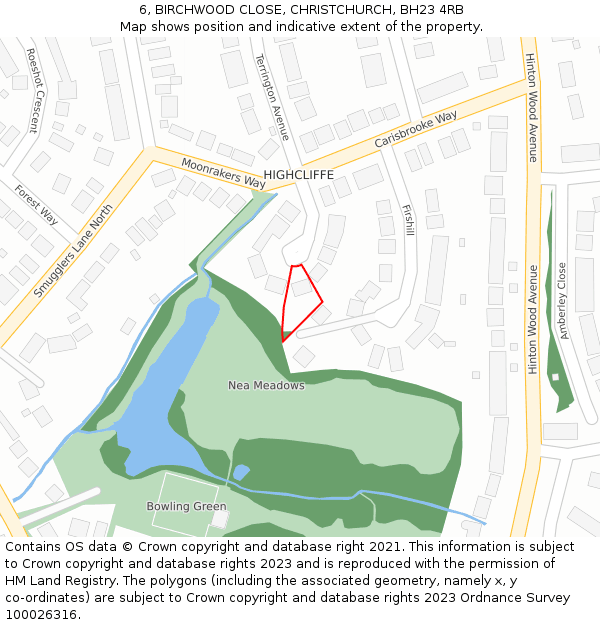 6, BIRCHWOOD CLOSE, CHRISTCHURCH, BH23 4RB: Location map and indicative extent of plot