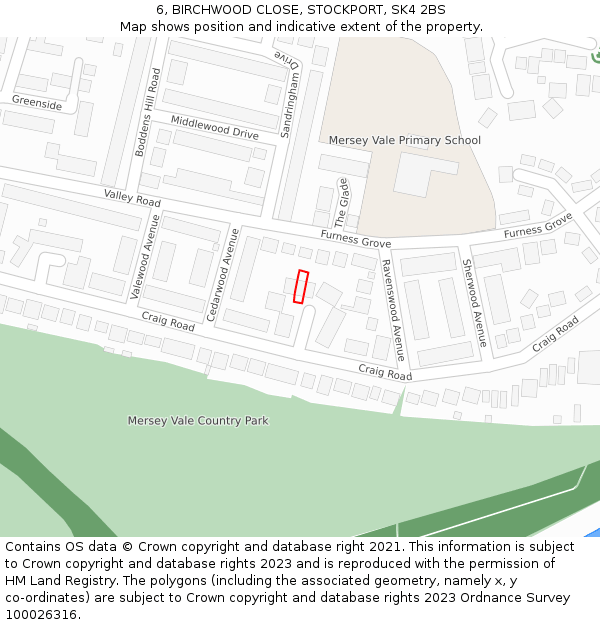6, BIRCHWOOD CLOSE, STOCKPORT, SK4 2BS: Location map and indicative extent of plot