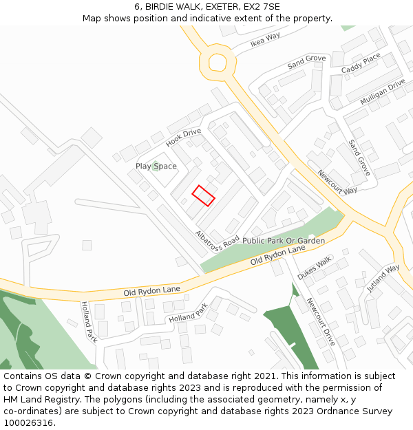 6, BIRDIE WALK, EXETER, EX2 7SE: Location map and indicative extent of plot