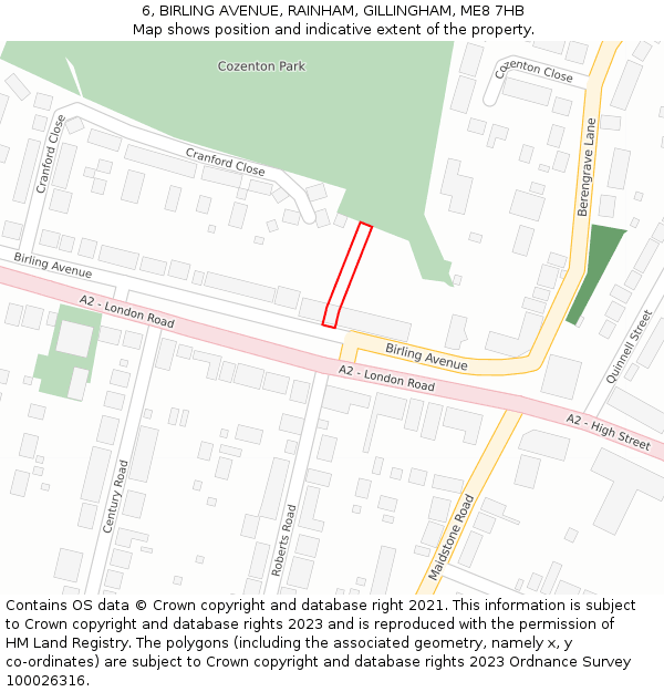 6, BIRLING AVENUE, RAINHAM, GILLINGHAM, ME8 7HB: Location map and indicative extent of plot