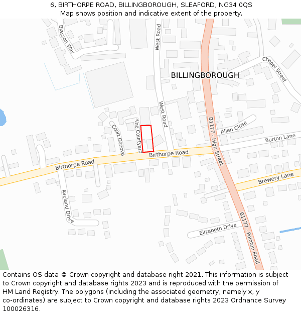 6, BIRTHORPE ROAD, BILLINGBOROUGH, SLEAFORD, NG34 0QS: Location map and indicative extent of plot