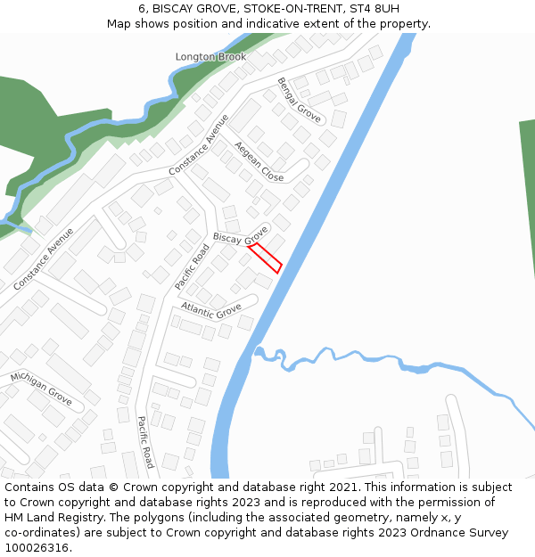 6, BISCAY GROVE, STOKE-ON-TRENT, ST4 8UH: Location map and indicative extent of plot