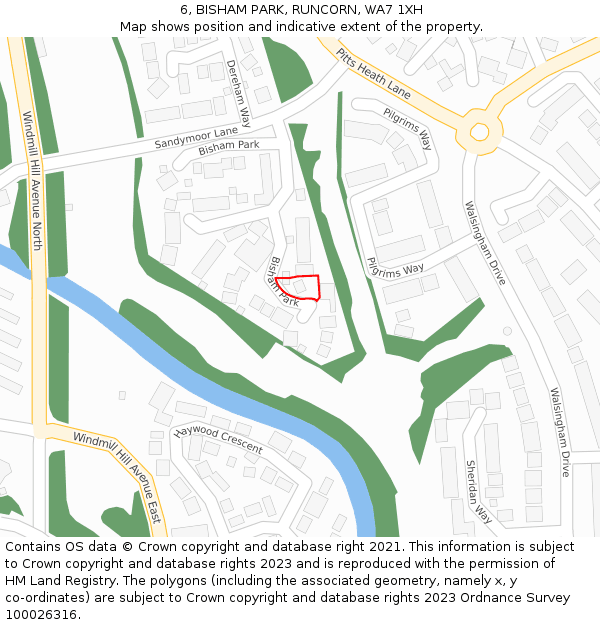 6, BISHAM PARK, RUNCORN, WA7 1XH: Location map and indicative extent of plot