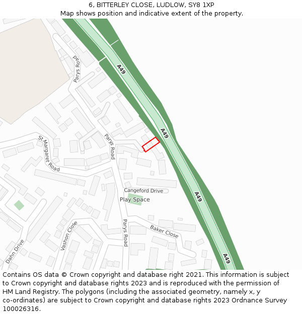 6, BITTERLEY CLOSE, LUDLOW, SY8 1XP: Location map and indicative extent of plot
