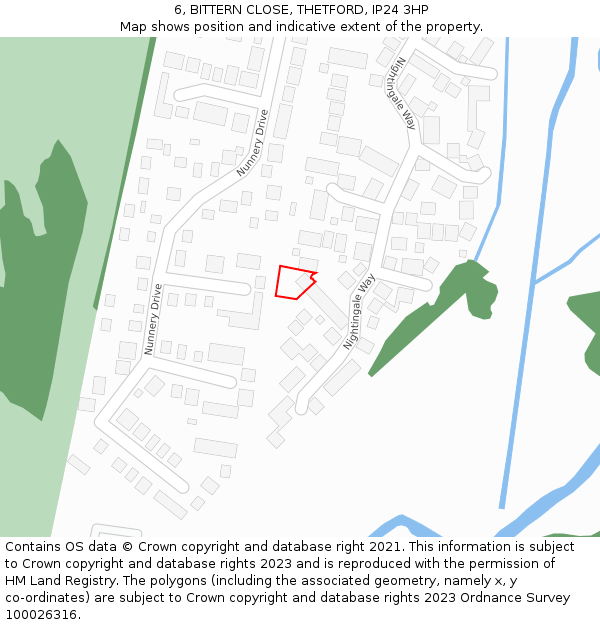 6, BITTERN CLOSE, THETFORD, IP24 3HP: Location map and indicative extent of plot