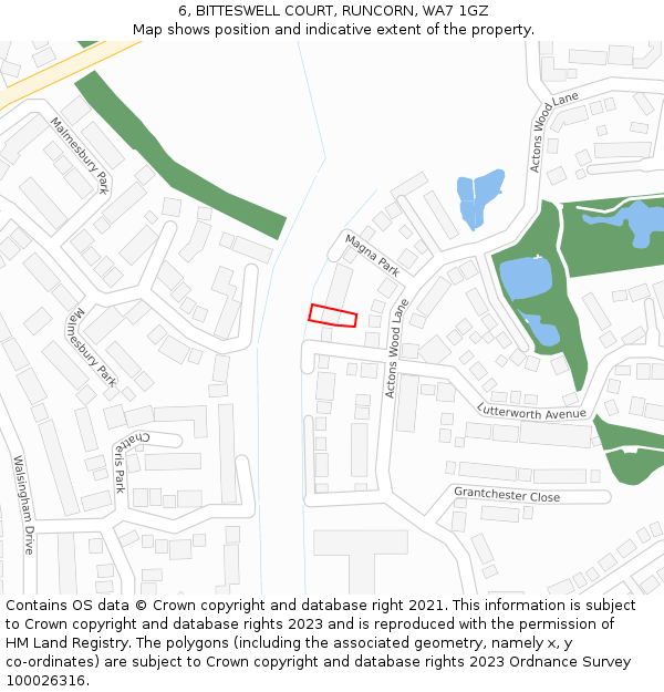 6, BITTESWELL COURT, RUNCORN, WA7 1GZ: Location map and indicative extent of plot