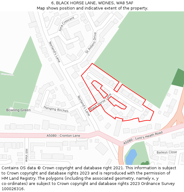 6, BLACK HORSE LANE, WIDNES, WA8 5AF: Location map and indicative extent of plot