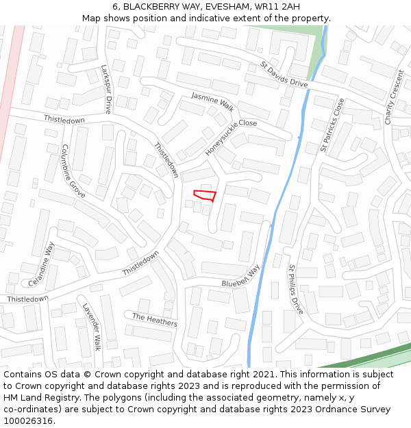 6, BLACKBERRY WAY, EVESHAM, WR11 2AH: Location map and indicative extent of plot