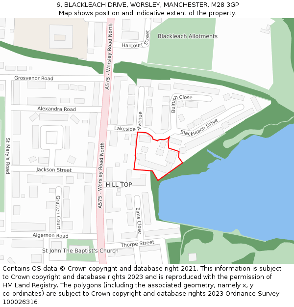 6, BLACKLEACH DRIVE, WORSLEY, MANCHESTER, M28 3GP: Location map and indicative extent of plot