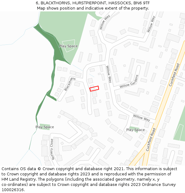6, BLACKTHORNS, HURSTPIERPOINT, HASSOCKS, BN6 9TF: Location map and indicative extent of plot