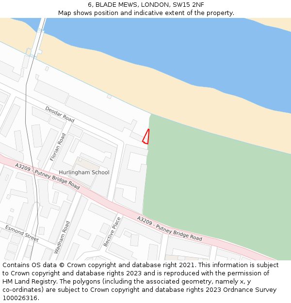 6, BLADE MEWS, LONDON, SW15 2NF: Location map and indicative extent of plot