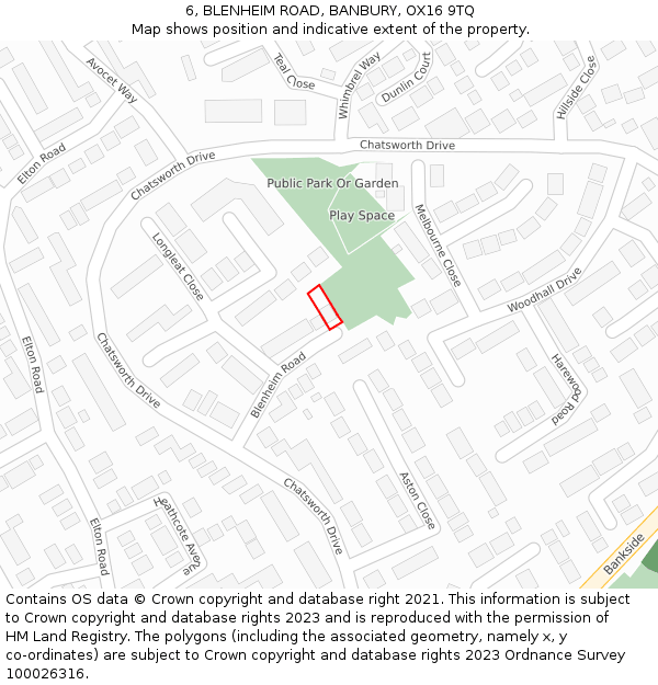 6, BLENHEIM ROAD, BANBURY, OX16 9TQ: Location map and indicative extent of plot