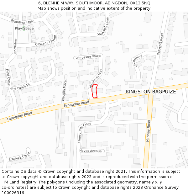 6, BLENHEIM WAY, SOUTHMOOR, ABINGDON, OX13 5NQ: Location map and indicative extent of plot
