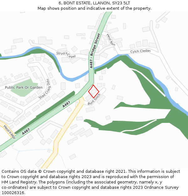 6, BONT ESTATE, LLANON, SY23 5LT: Location map and indicative extent of plot