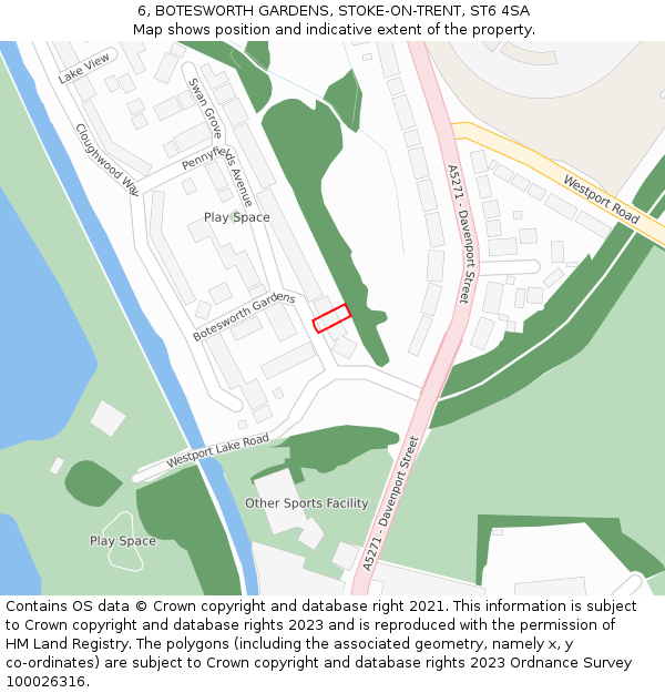 6, BOTESWORTH GARDENS, STOKE-ON-TRENT, ST6 4SA: Location map and indicative extent of plot