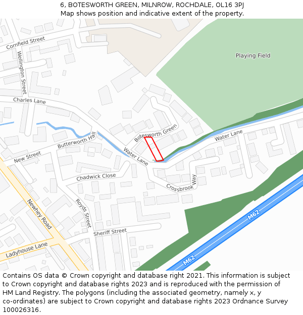 6, BOTESWORTH GREEN, MILNROW, ROCHDALE, OL16 3PJ: Location map and indicative extent of plot