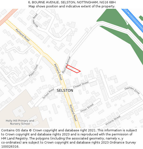 6, BOURNE AVENUE, SELSTON, NOTTINGHAM, NG16 6BH: Location map and indicative extent of plot