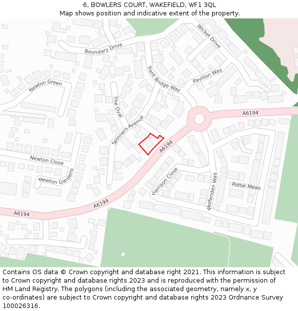 6, BOWLERS COURT, WAKEFIELD, WF1 3QL: Location map and indicative extent of plot