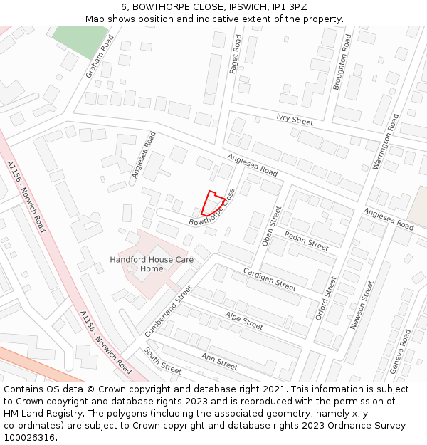 6, BOWTHORPE CLOSE, IPSWICH, IP1 3PZ: Location map and indicative extent of plot