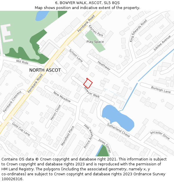 6, BOWYER WALK, ASCOT, SL5 8QS: Location map and indicative extent of plot