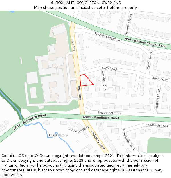 6, BOX LANE, CONGLETON, CW12 4NS: Location map and indicative extent of plot