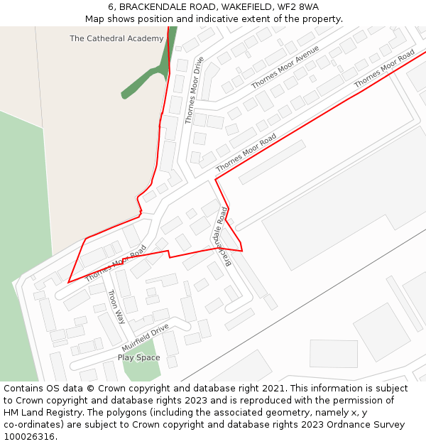 6, BRACKENDALE ROAD, WAKEFIELD, WF2 8WA: Location map and indicative extent of plot