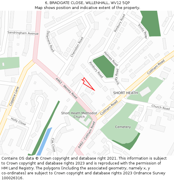 6, BRADGATE CLOSE, WILLENHALL, WV12 5QP: Location map and indicative extent of plot