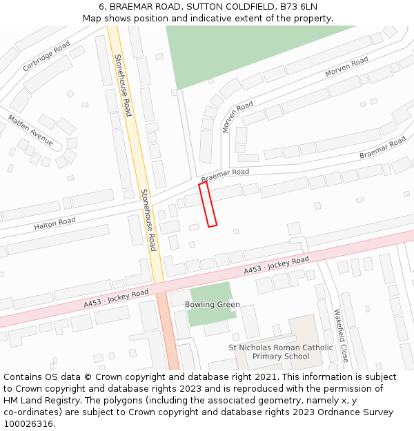 6, BRAEMAR ROAD, SUTTON COLDFIELD, B73 6LN: Location map and indicative extent of plot