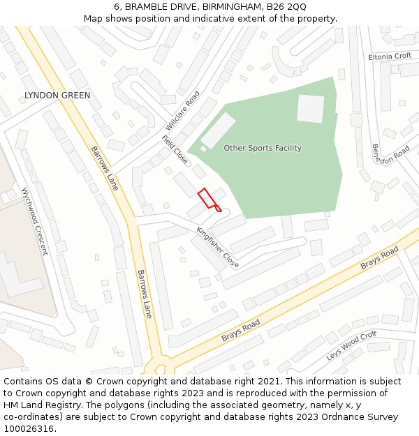 6, BRAMBLE DRIVE, BIRMINGHAM, B26 2QQ: Location map and indicative extent of plot