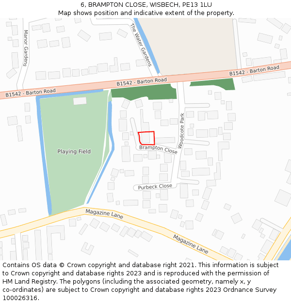 6, BRAMPTON CLOSE, WISBECH, PE13 1LU: Location map and indicative extent of plot