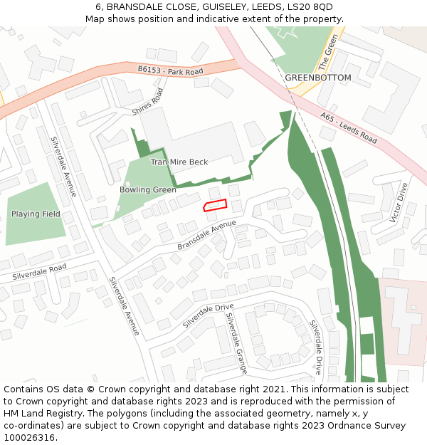 6, BRANSDALE CLOSE, GUISELEY, LEEDS, LS20 8QD: Location map and indicative extent of plot