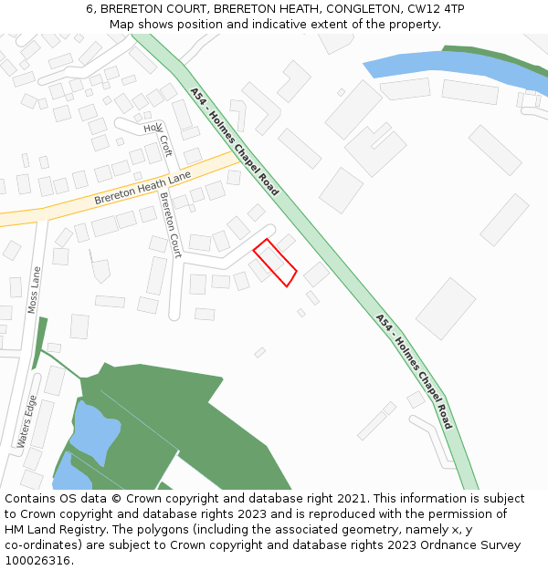 6, BRERETON COURT, BRERETON HEATH, CONGLETON, CW12 4TP: Location map and indicative extent of plot