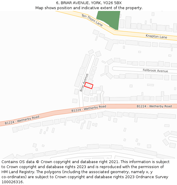 6, BRIAR AVENUE, YORK, YO26 5BX: Location map and indicative extent of plot