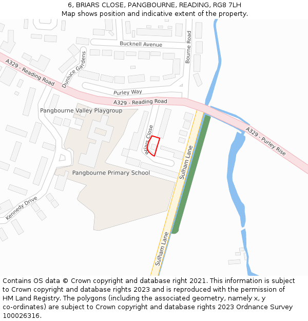 6, BRIARS CLOSE, PANGBOURNE, READING, RG8 7LH: Location map and indicative extent of plot