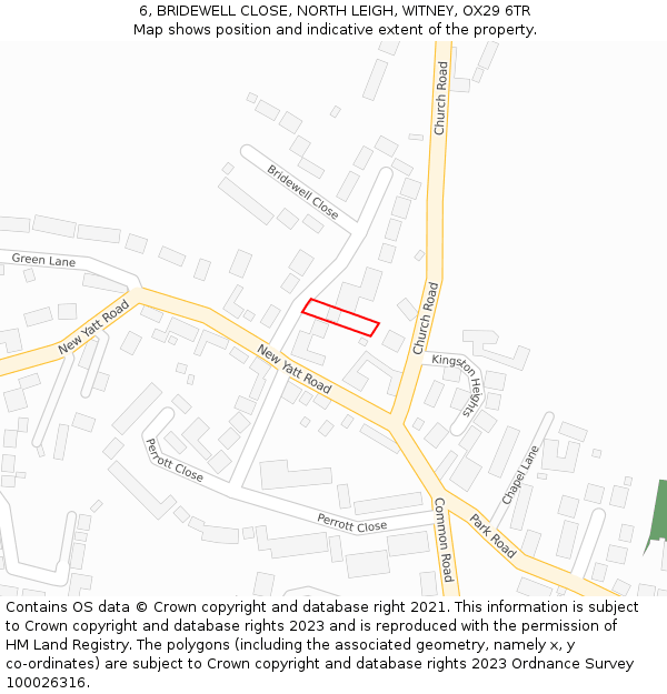 6, BRIDEWELL CLOSE, NORTH LEIGH, WITNEY, OX29 6TR: Location map and indicative extent of plot