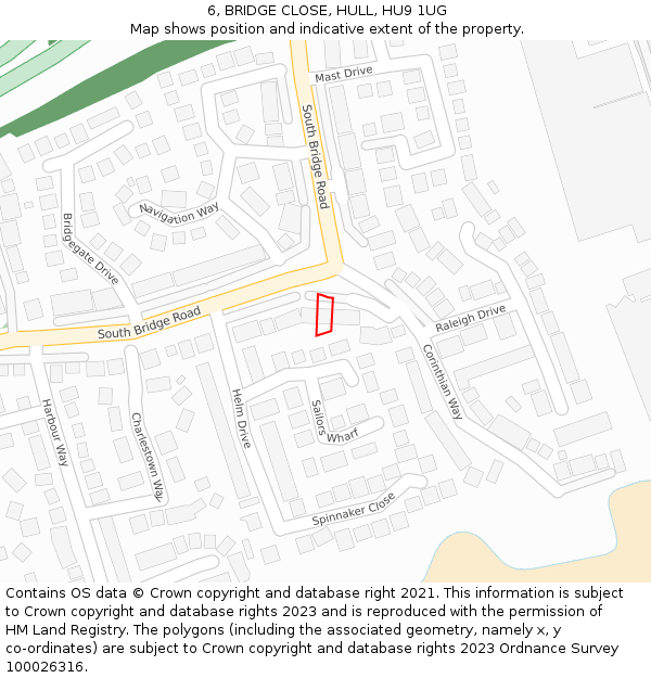 6, BRIDGE CLOSE, HULL, HU9 1UG: Location map and indicative extent of plot