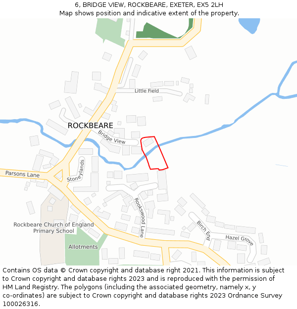 6, BRIDGE VIEW, ROCKBEARE, EXETER, EX5 2LH: Location map and indicative extent of plot