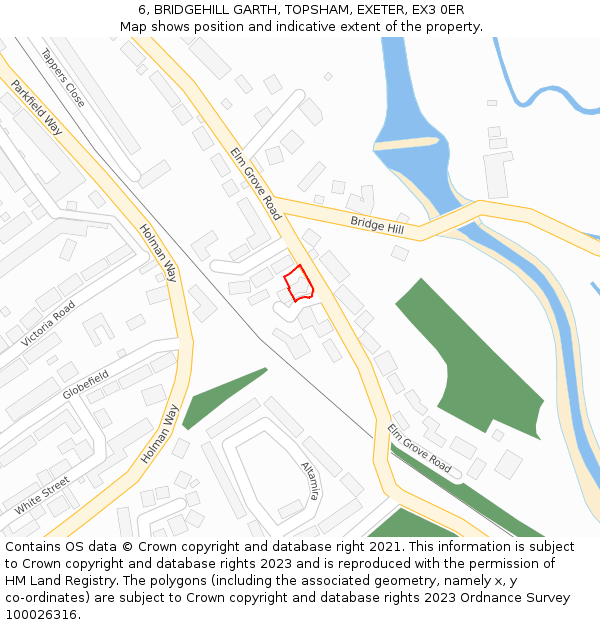 6, BRIDGEHILL GARTH, TOPSHAM, EXETER, EX3 0ER: Location map and indicative extent of plot