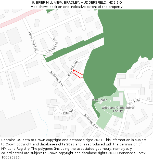 6, BRIER HILL VIEW, BRADLEY, HUDDERSFIELD, HD2 1JQ: Location map and indicative extent of plot