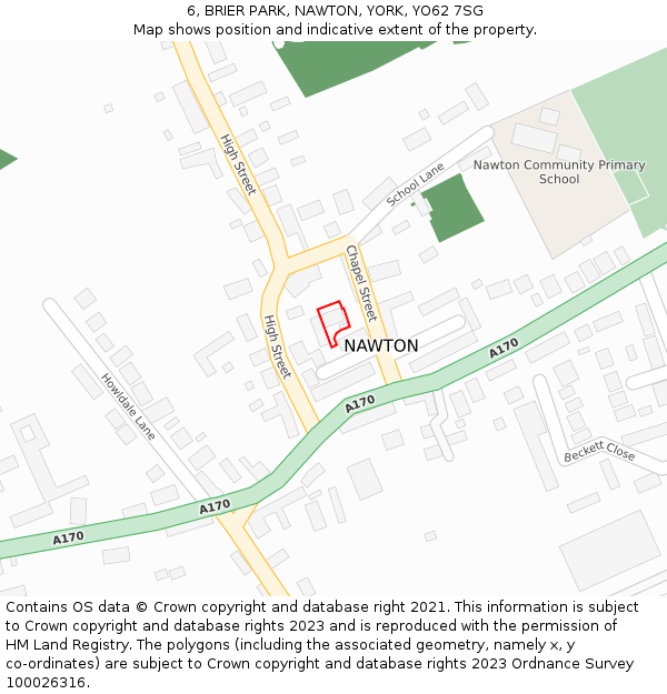6, BRIER PARK, NAWTON, YORK, YO62 7SG: Location map and indicative extent of plot