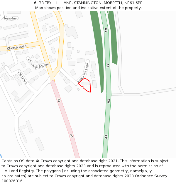 6, BRIERY HILL LANE, STANNINGTON, MORPETH, NE61 6PP: Location map and indicative extent of plot