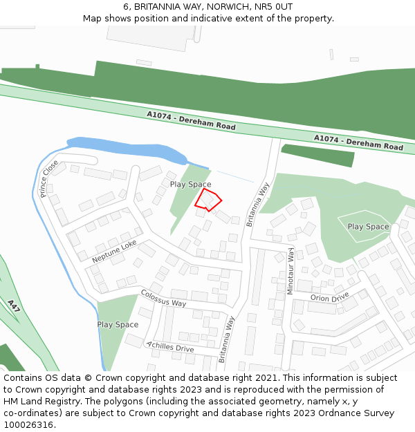 6, BRITANNIA WAY, NORWICH, NR5 0UT: Location map and indicative extent of plot