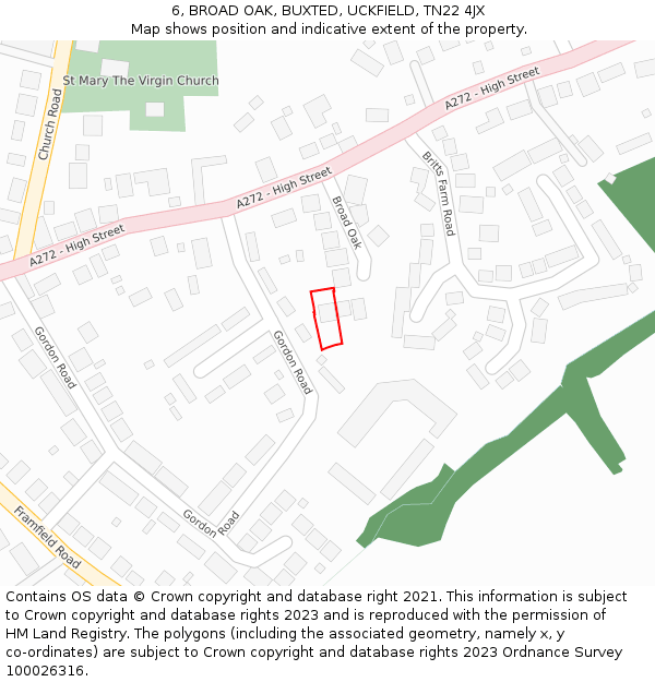 6, BROAD OAK, BUXTED, UCKFIELD, TN22 4JX: Location map and indicative extent of plot