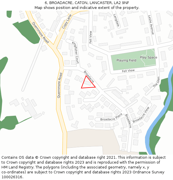 6, BROADACRE, CATON, LANCASTER, LA2 9NF: Location map and indicative extent of plot