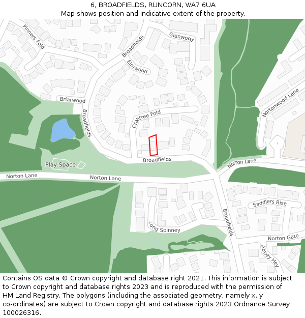 6, BROADFIELDS, RUNCORN, WA7 6UA: Location map and indicative extent of plot