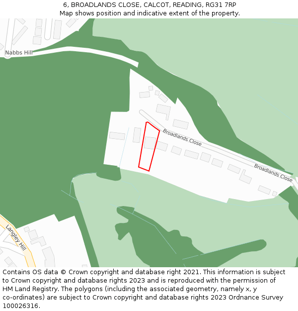 6, BROADLANDS CLOSE, CALCOT, READING, RG31 7RP: Location map and indicative extent of plot